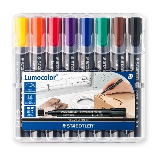 Staedtler 8 kpl Lumocolor permanent vinoon leikattu kärki