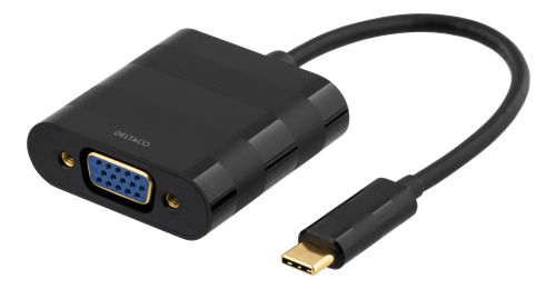 Sovitin USB 3.1 - VGA, USB Type C Uros - VGA Naaras, 1080p, Kullatut Liittimet, Musta