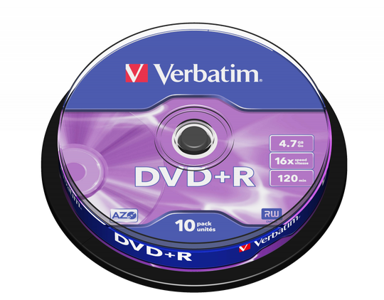 DVD+R, 16x, 4.7 GB/120 Min, 10-pack Spindel, AZO