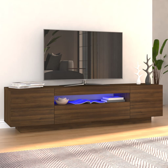 vidaXL TV-taso LED-valoilla ruskea tammi 160x35x40 cm