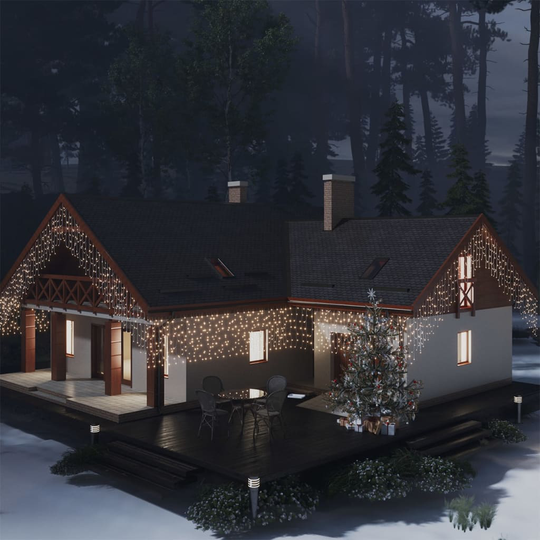 vidaXL LED-valonauhaverho jääpuikot 10 m 400 LEDiä lämmin valkoinen