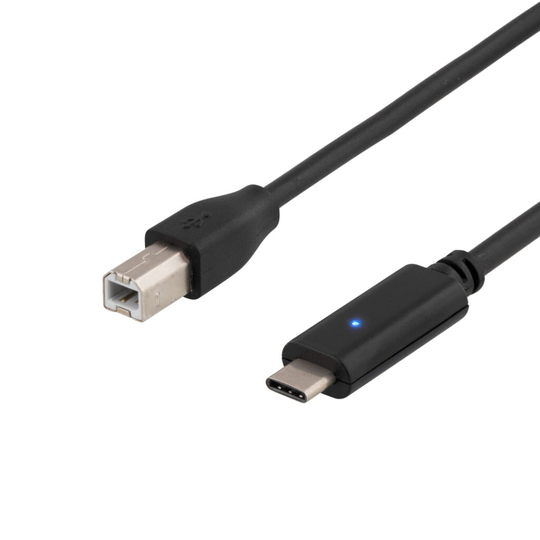 USB 2.0 Kaapeli, Tyyppi C - Tyyppi B Uros, 1m, Musta
