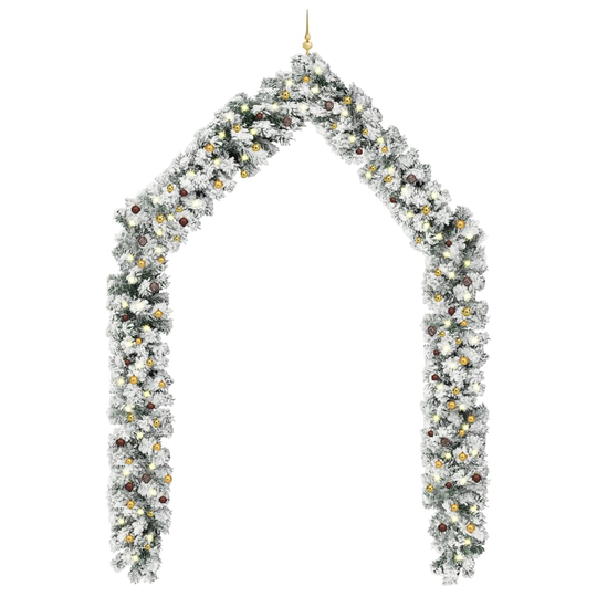 vidaXL Jouluköynnös LED-valoilla ja palloilla vihreä 20 m PVC