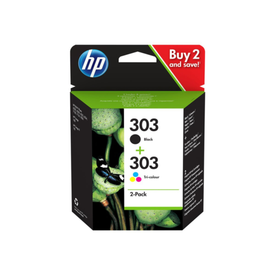 HP 303 3-väri & musta Mustepatruuna 2-pack