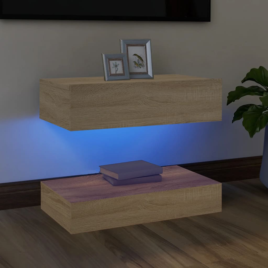 vidaXL TV-taso LED-valoilla Sonoma-tammi 60x35 cm