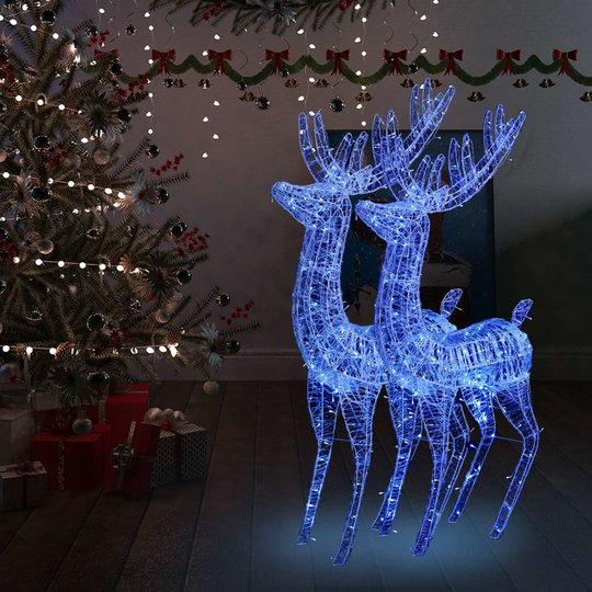 vidaXL XXL Jouluporot akryyli 250 LED-valoa 2 kpl 180 cm sininen