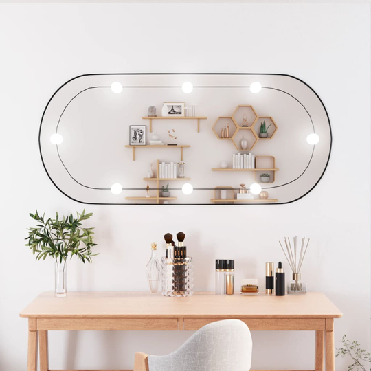 vidaXL Seinäpeili LED-valoilla 45x100 cm lasi ovaali