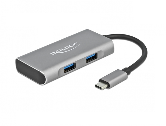 The USB Hub By Delock Can Be Connected Via USB Type-C Interface To A PC Or Laptop. It Has Two USB Ty