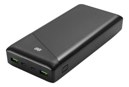 Varavirtalähde, 30 000 MAh, 3 A, 18 W, 111 Wh, 2 X USB-A, 1 X USB-C, Pikalataus, Musta