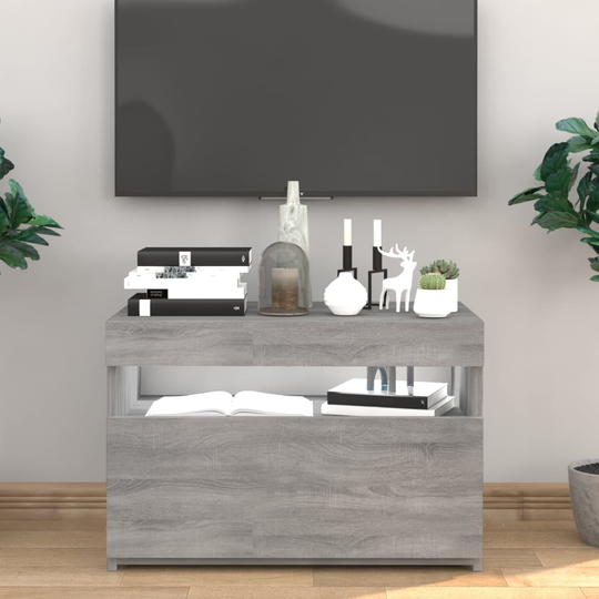 vidaXL TV-taso LED-valoilla harmaa Sonoma 60x35x40 cm