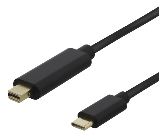 USBC MiniDisplayPort Cable 4K UHD Gold Plated 1m Black