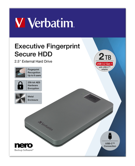 Executive Fingerprint Secure HDD USB 3.2 Gen 1 / USB-C 2TB