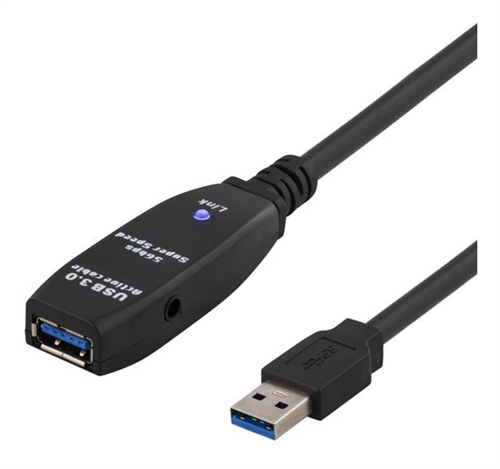 Aktiivinen USB 3.0-jatkokaapeli, Tyyppi A Uros - Naaras, 7m, Musta