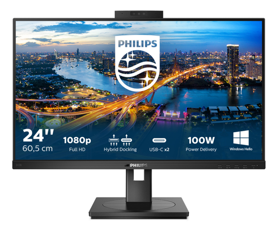 PHILIPS 243B1JH 24" FHD IPS HAS WEBCAM USB-C/DP/HDMI/RJ45 PD 100W