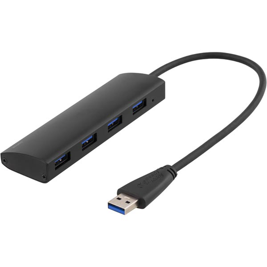 DELTACO USB 3.1 Gen 1 -hubi 4x A naaras alumiinia 0 3 m musta