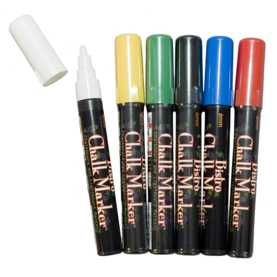 Blackboard Chalk Marker Standard-kynä, pyöreä kärki, 6kpl