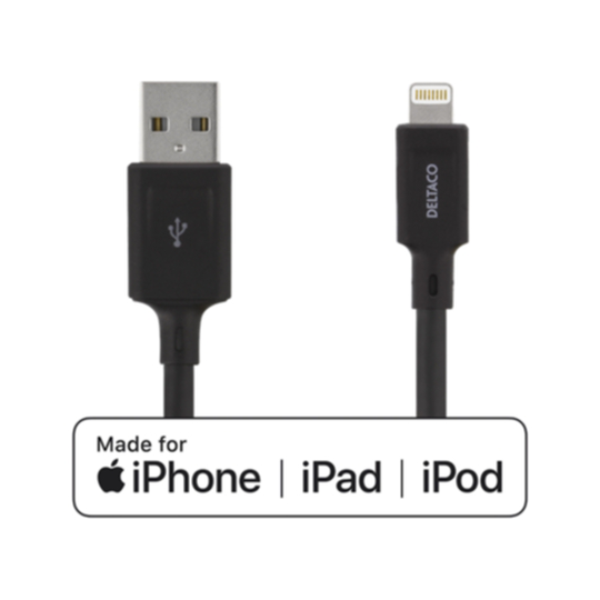 DELTACO synkr./latausjohto, 3 m, MFI, USB-Lightning