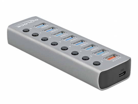 USB 3.2 Gen 1 Hub With 7 Ports + 1 Fast Charging Port + 1 USB-C™ PD 3.0 Port