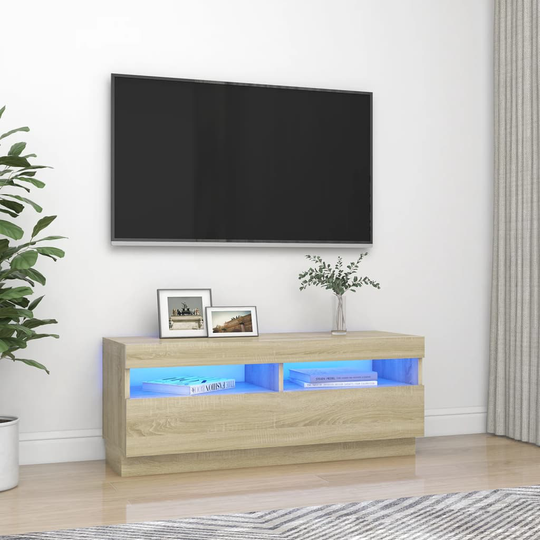 vidaXL TV-taso LED-valoilla Sonoma-tammi 100x35x40 cm