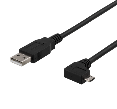 USB-A To Micro USB, Left-tilted, 2m, Black
