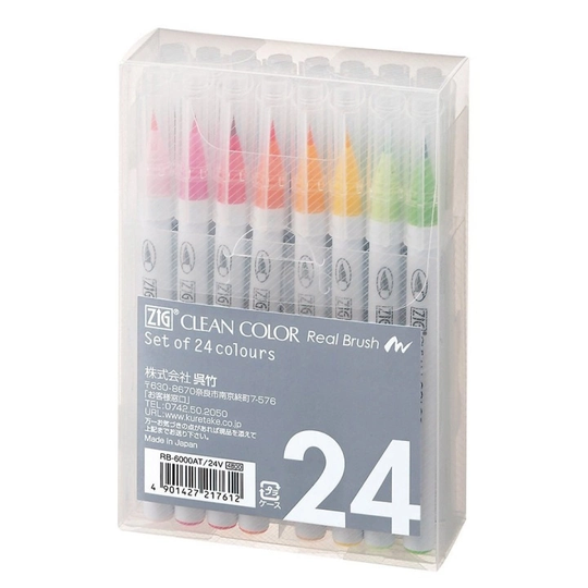 ZIG Kuretake Clean Color Real Brush 24-setti