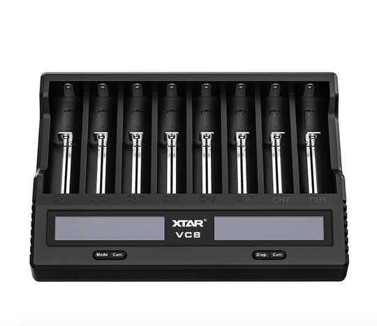 XTAR VC8 USB LCD Li-ion / Ni-MH Akkuparistolaturi musta
