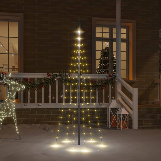 vidaXL Joulukuusi lipputankoon 108 lämpimän valkoista LED-valoa 180 cm