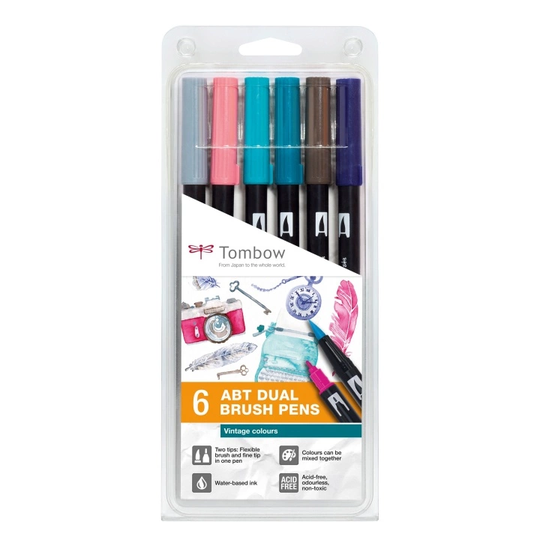 Tombow ABT Dual Brush Pen 6-setti Vintage