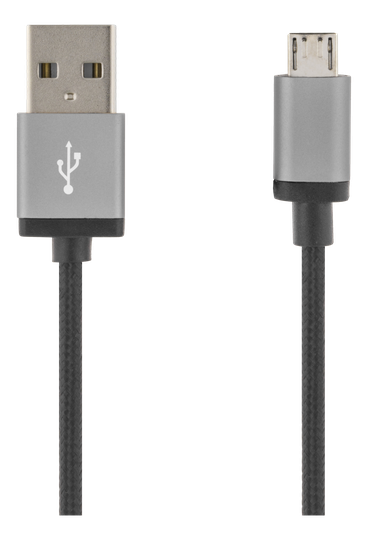USB-synkronointi- Ja Latauskaapeli, Kangaspäällysteinen, USB-A Uros - USB Micro B Uros, 2 M, 2,4 A