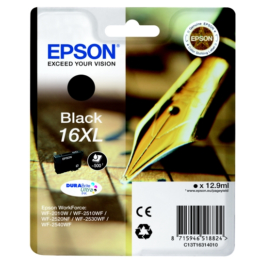 Epson 16XL Mustepatruuna musta, 500 sivua