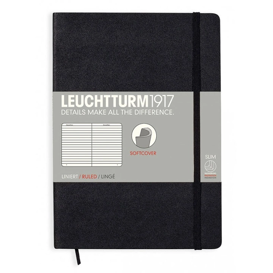 Leuchtturm1917 Notebook A5 Softcover Black Ruled