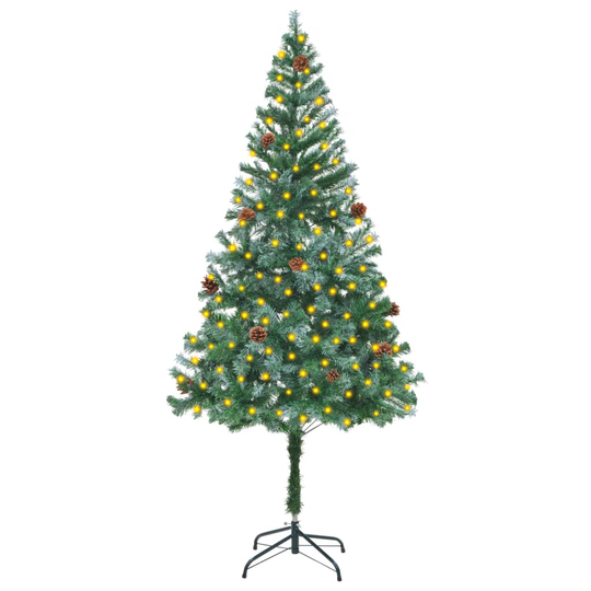 vidaXL Tekojoulukuusi LED-valoilla ja kävyillä 180 cm