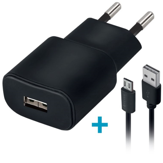 Forever TC-01 Laturi + micro-USB-latauskaapeli 1A musta
