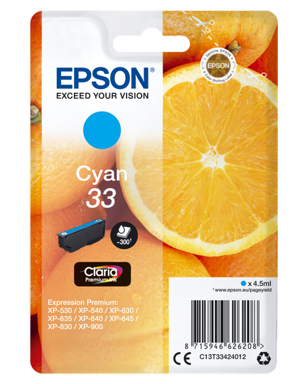 EPSON Singlepack Cyan 33 Claria Premium