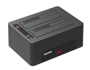 DELTACO USB 3.1 kovalevyn telakka ja kloonausasema - 2 x 2 5 / 3 5 SATA musta"