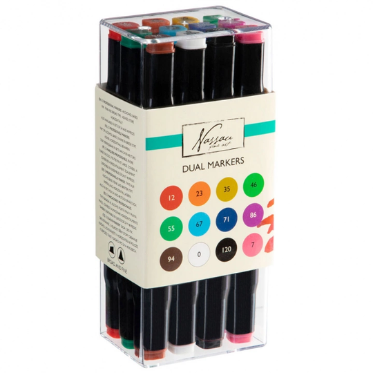 Nassau Fine Art Dual-tip Markers 12-setti