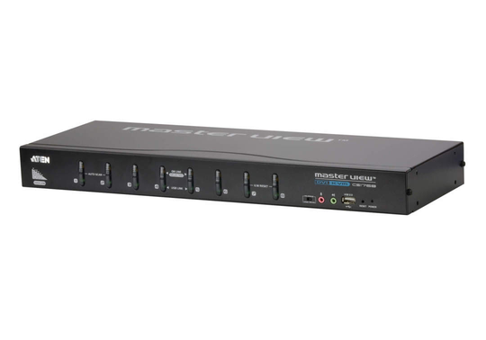 KVM Switch, 1 Console Controls 8 Computers, DVI / USB, Audio, 2-port USB Hub, OSD, Black. Connects E
