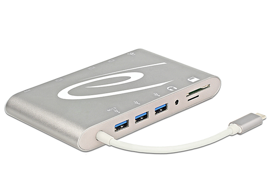 87298 USB Type-C 3.1 -telakka, 4K, Hopeanharmaa