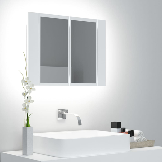 vidaXL Kylpyhuoneen LED peilikaappi valkoinen 60x12x45 cm akryyli
