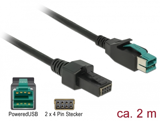 This PoweredUSB Cable By Delock Can Be Used To Connect A Device With 2 X 4 Pin Port To A PC Or Hub W