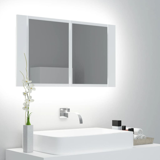 vidaXL Kylpyhuoneen LED peilikaappi valkoinen 80x12x45 cm akryyli
