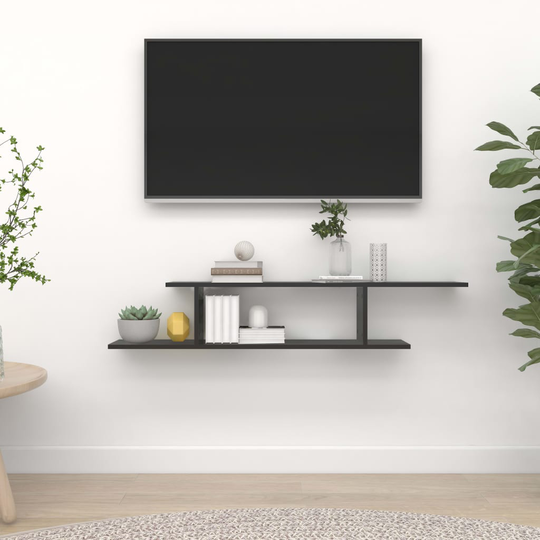 vidaXL Seinäkiinnitettävä TV-hylly musta 125x18x23 cm lastulevy