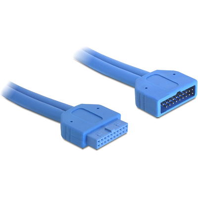DeLOCK sisäinen jatkokaapeli USB 3.0 liitos IDC20 uros - naaras 0 45m sininen