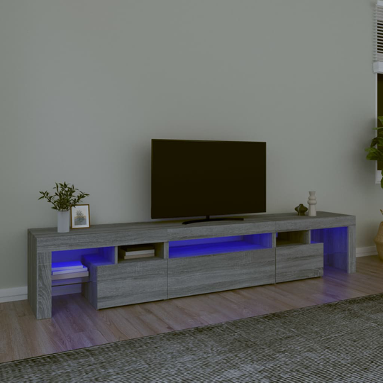 vidaXL TV-taso LED-valoilla harmaa Sonoma 215x36,5x40 cm