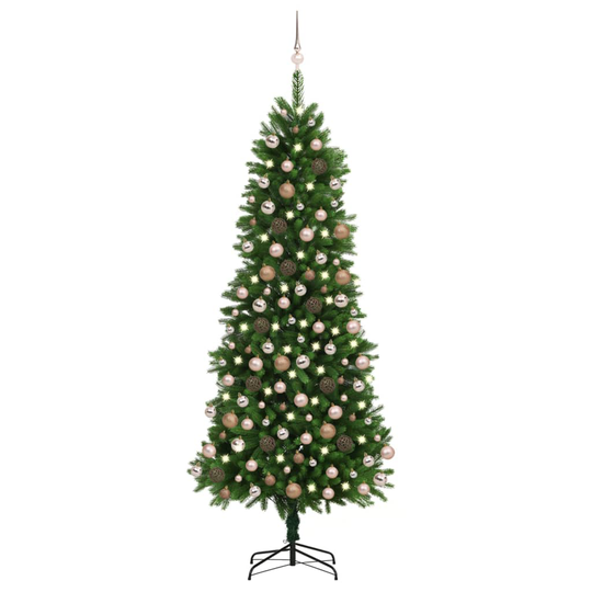 vidaXL Tekojoulukuusi LED-valoilla ja palloilla 240 cm vihreä