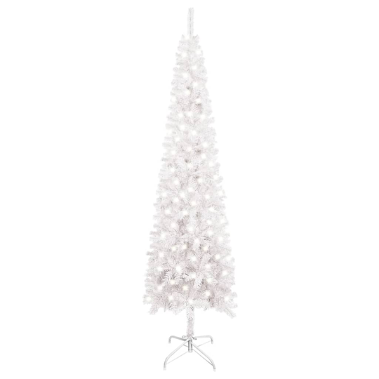 vidaXL Kapea joulukuusi LED-valoilla valkoinen 240 cm