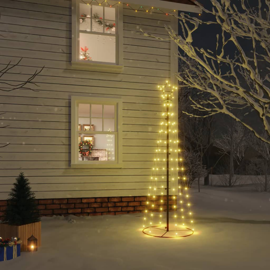 vidaXL Kartio joulukuusi 108 lämpimän valkoista LED-valoa 70x180 cm
