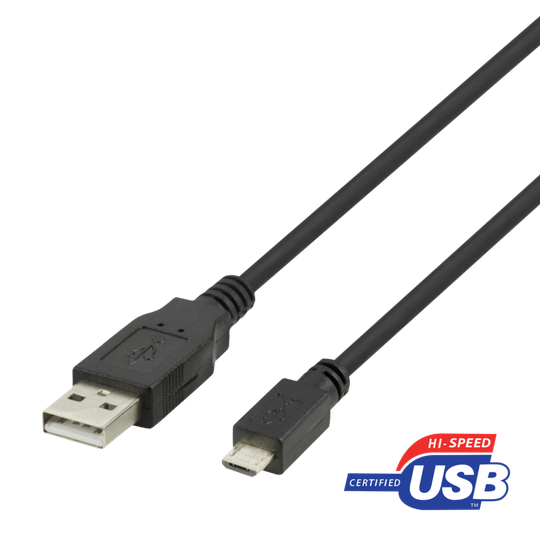 USB 2.0 Micro B Cable, 2.4A, 2m Black