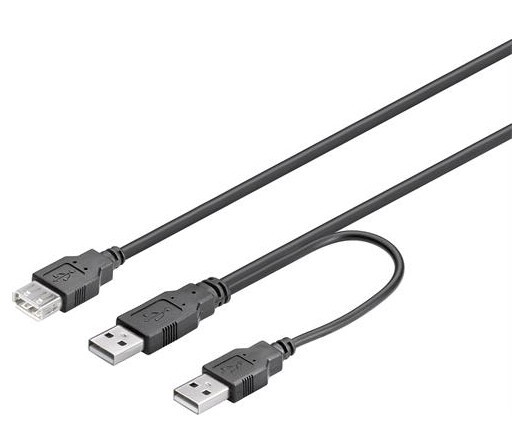 USB-virtahaaroitin, 2 X Type A Uros, 1 X Type A Naaras, 0,3 M, Musta