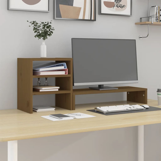 vidaXL Näyttökoroke hunajanruskea 81x20x30 cm täysi mänty
